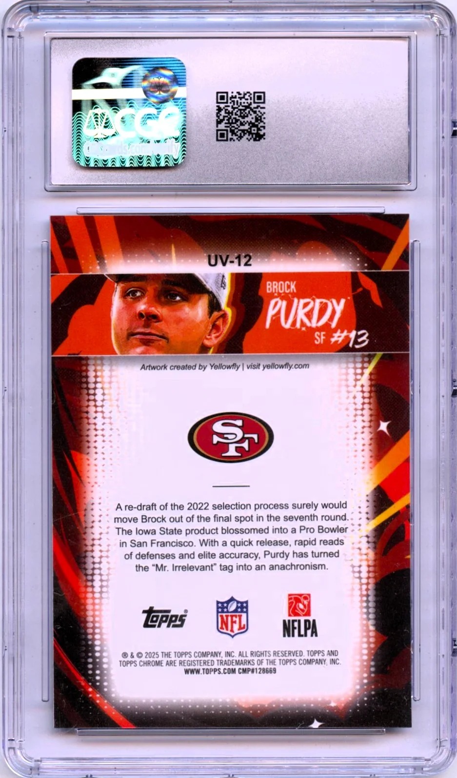 Brock Purdy 2025 Topps Chrome Ultra Violet Case Hit SSP CGC 10 - Image 2