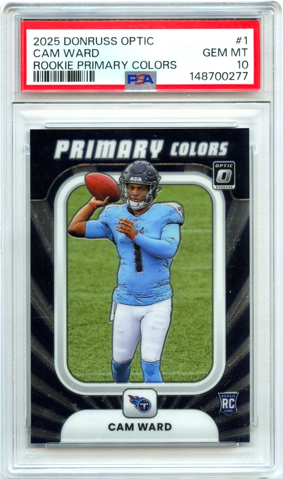 Cam Ward RC 2025 Donruss Optic Primary Colors Rookie #1 PSA 10