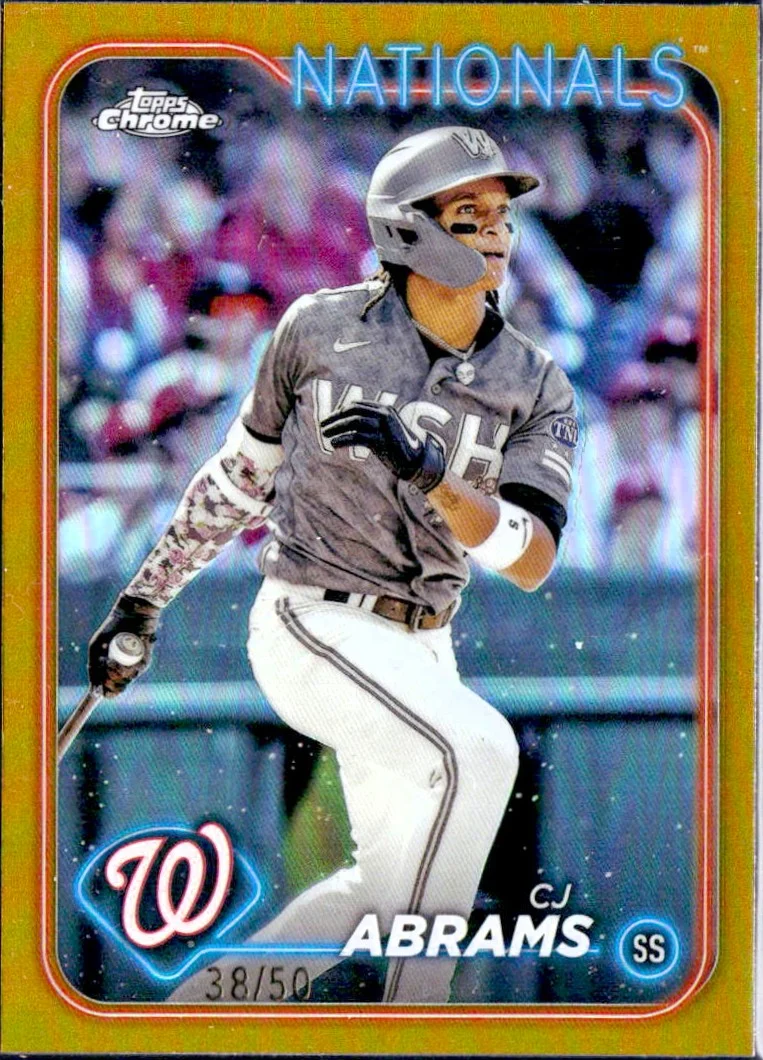Cj Abrams 2024 Topps Chrome Gold Refractor SP 38/50