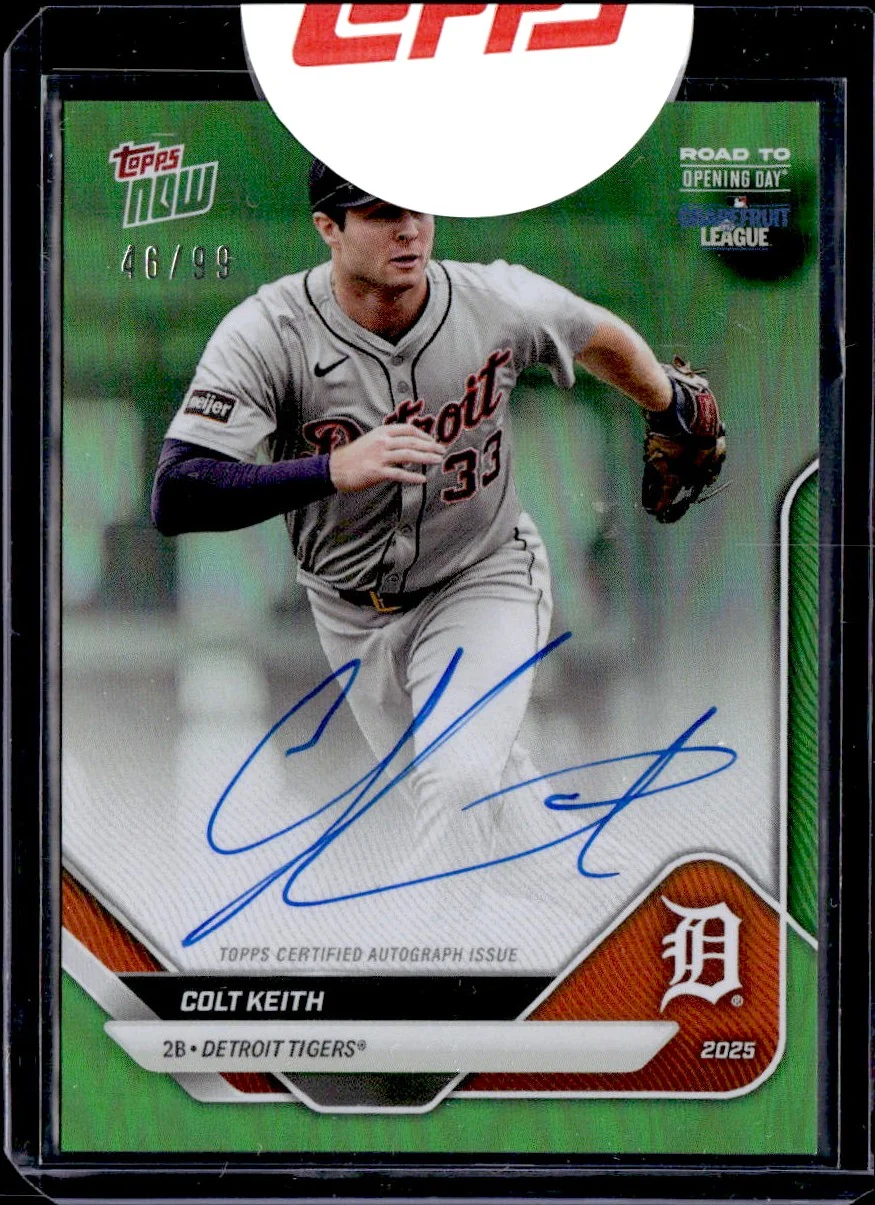 Colt Keith 2025 Topps Now Green Foil Road To Opening Day Auto SP 46/99