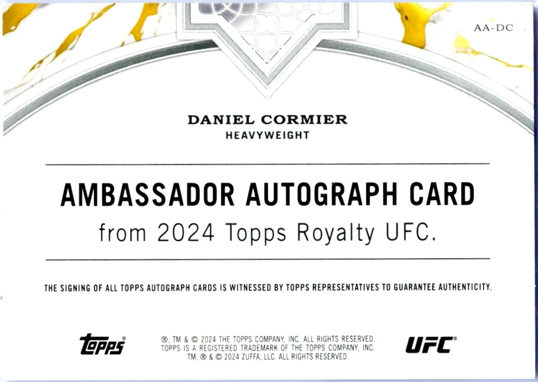 Daniel Cormier 2024 Topps Royalty UFC Blue Ambassador Auto SP 7/25 - Image 2