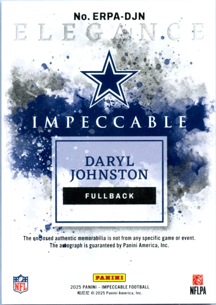 Daryl Johnston 2025 Impeccable Elegance Jersey Patch Auto SP 43/75 - Image 2