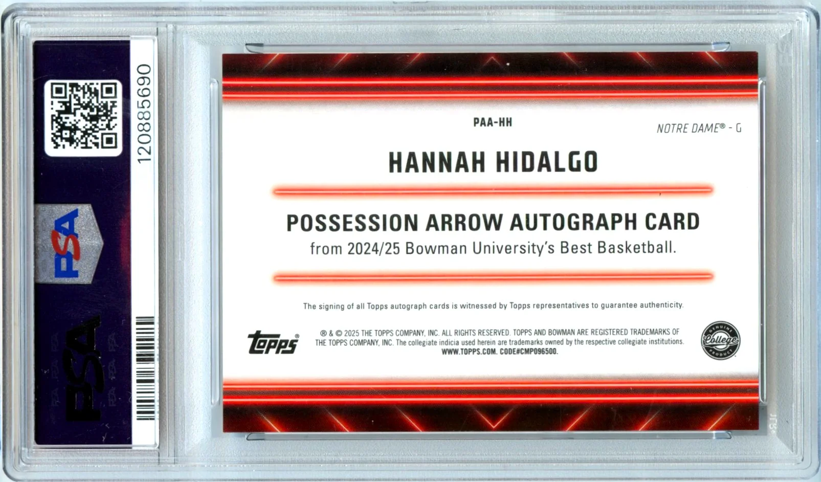 Hannah Hidalgo RC 2024 Bowman U Best Orange Mini Diamond Possession Arrow Rookie Auto 16/25 PSA 9 - Image 2