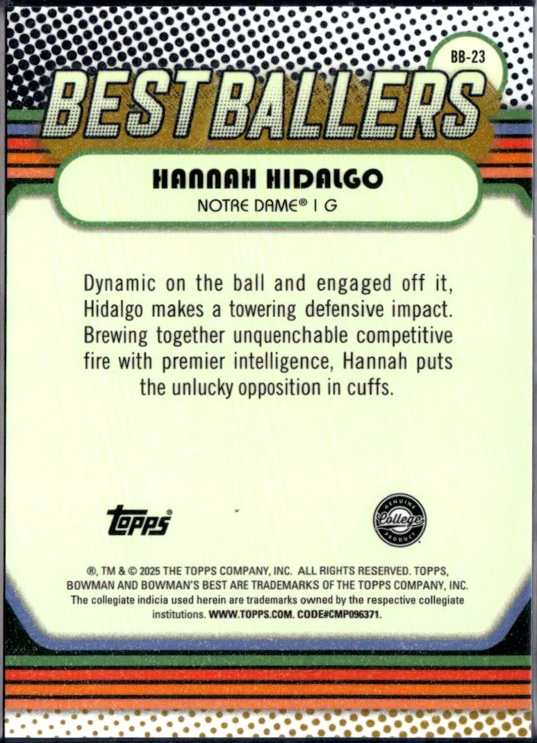 Hannah Hidalgo RC 2024 Bowman U Best White Geometric Best Ballers Rookie SP 2/5 - Image 2