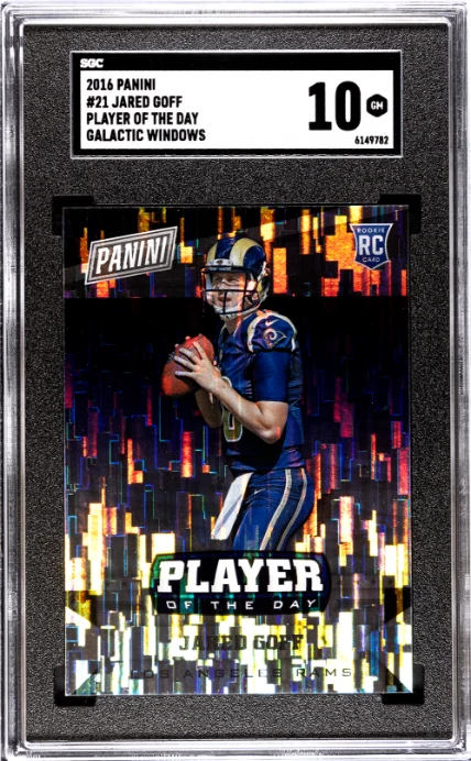 Jared Goff RC 2016 Panini Player Of The Day Galactic Windows Rookie #21 SGC 10