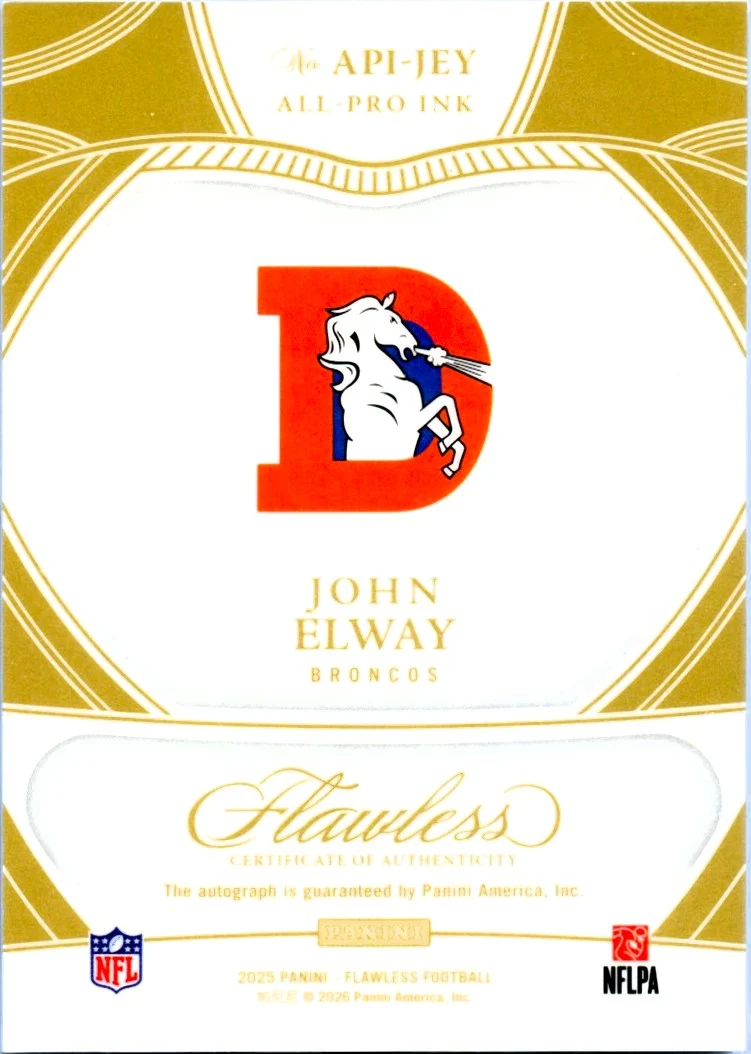 John Elway 2025 Flawless Ruby Red All Pro Ink Auto SP 8/15 - Image 2