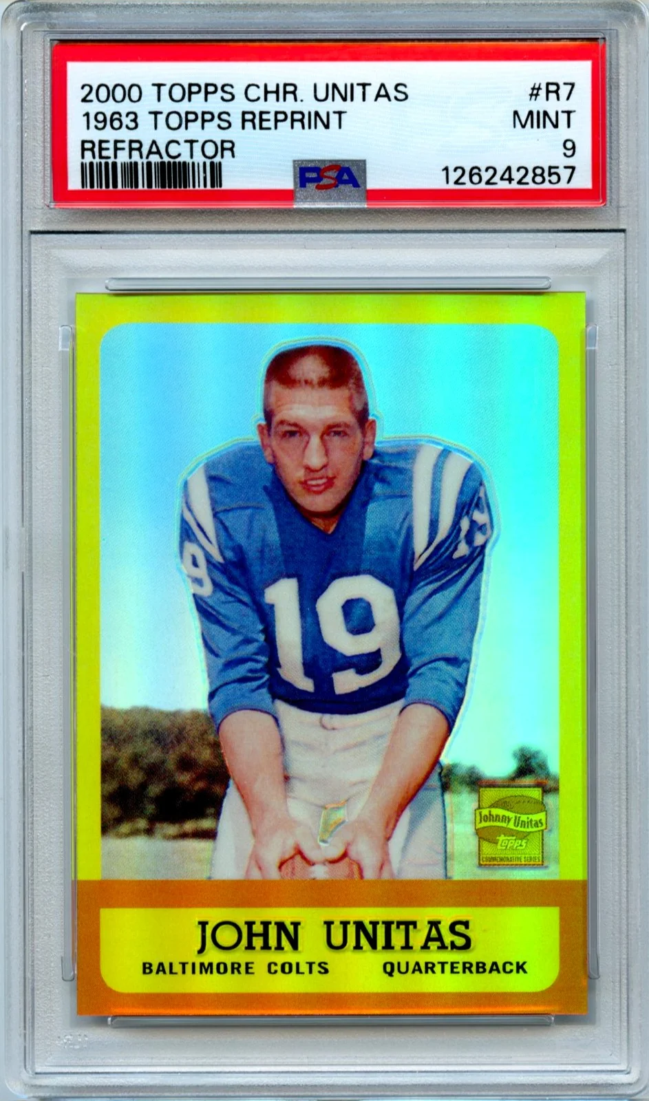 John Unitas 2000 Topps Chrome 1963 Throwback Refractor PSA 9