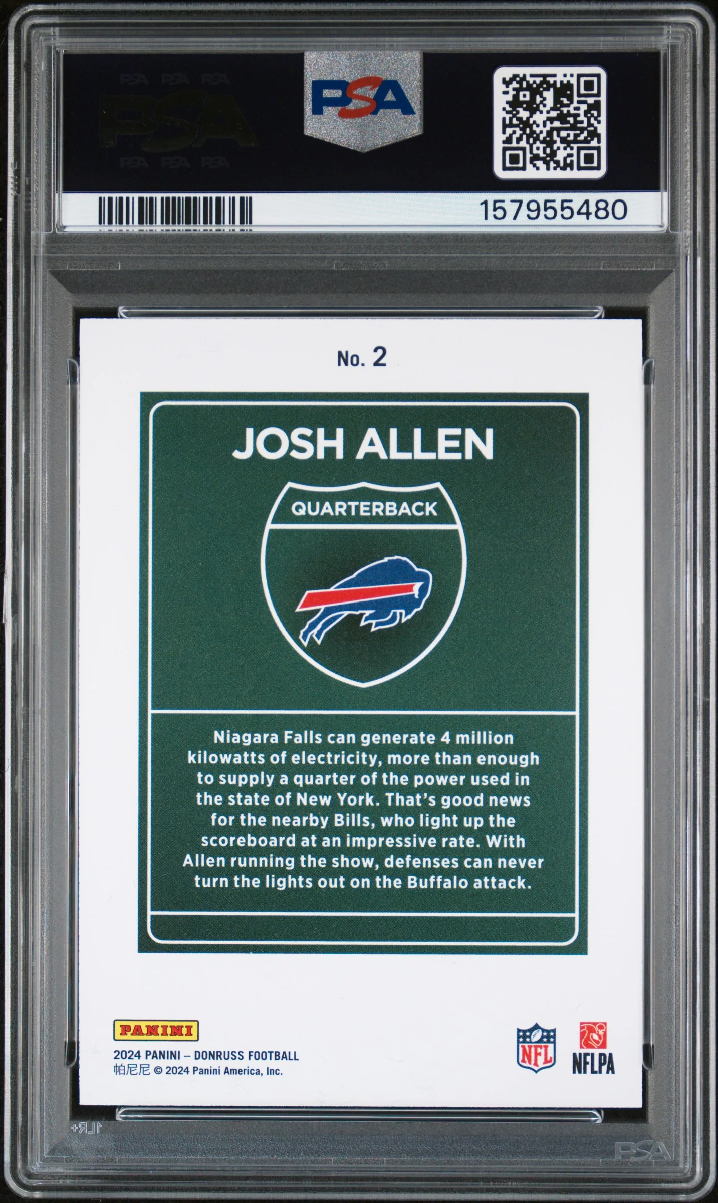 Josh Allen 2024 Donruss Downtown! SSP #2 PSA 8 - Image 2
