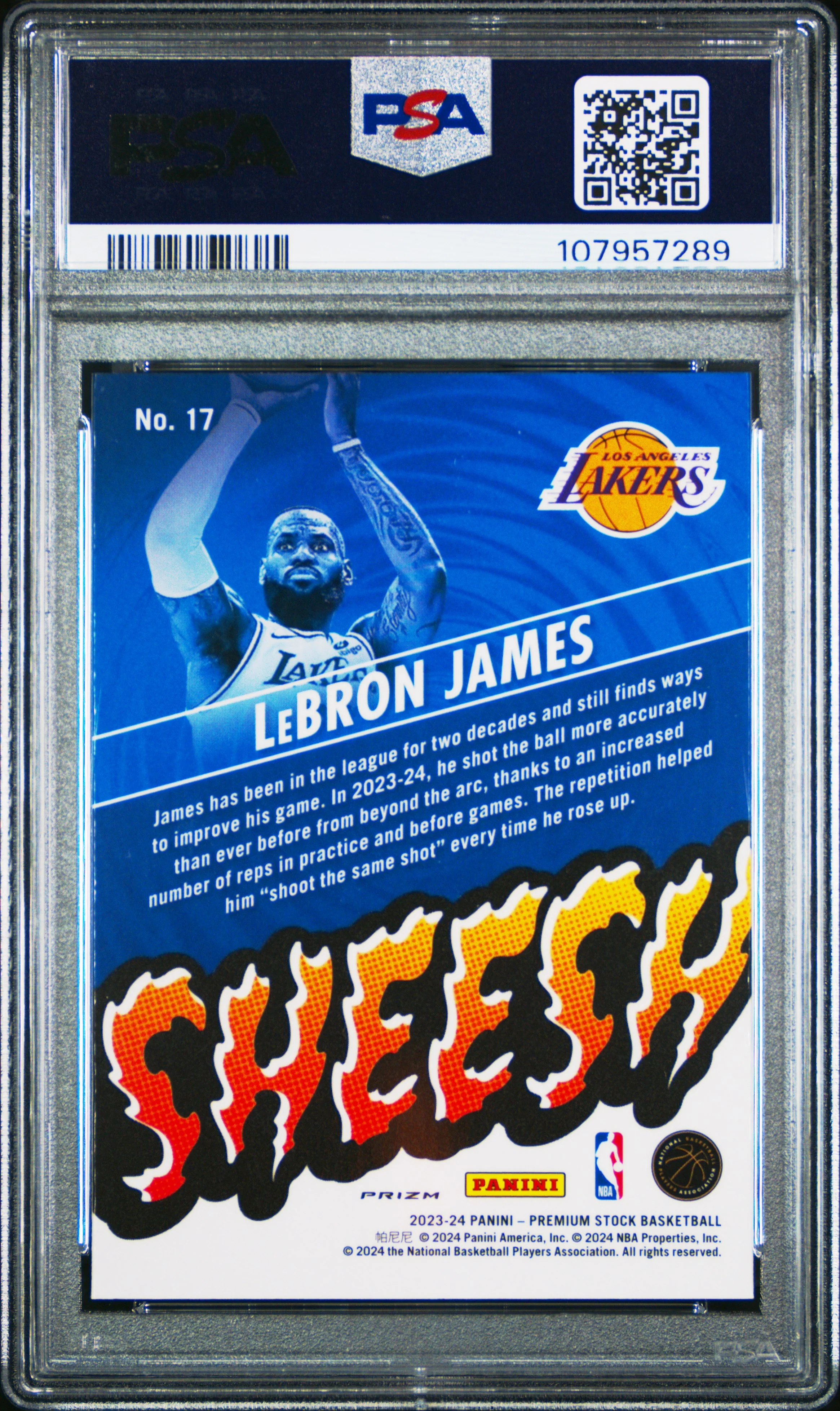 Lebron James 2023-24 Panini NBA Hoops Premium Stock Silver Sheesh #17 PSA 9 - Image 2