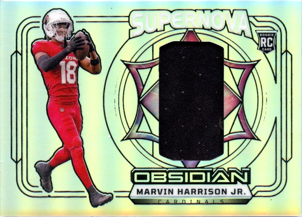 Marvin Harrison Jr RC 2024 Panini Obsidian Silver Supernova Rookie Patch SP 59/99