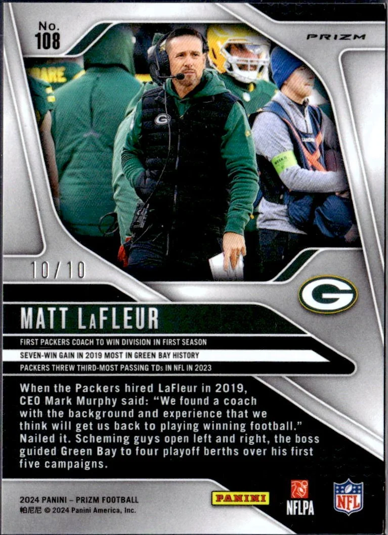 Matt Lafleur 2025 Panini Prizm Gold Scope Choice SP 10/10 - Image 2