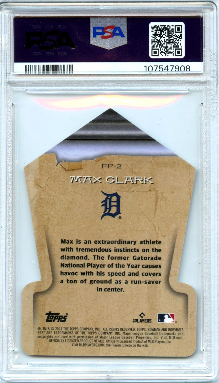 Max Clark 2024 Bowman's Best Lava Refractor Fabled Phenoms SP 6/50 PSA 9 - Image 2