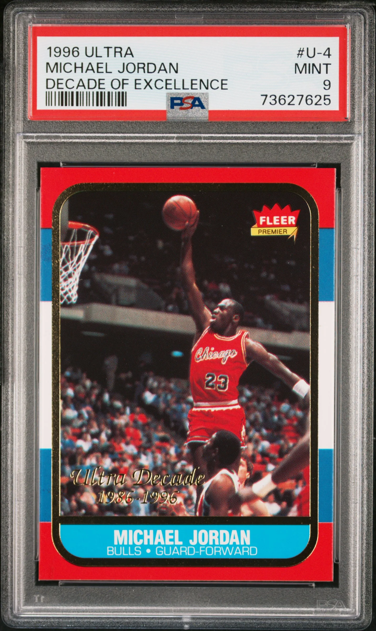 Michael Jordan 1996-97 Fleer Ultra Decade Of Excellence Rookie Throwback PSA 9