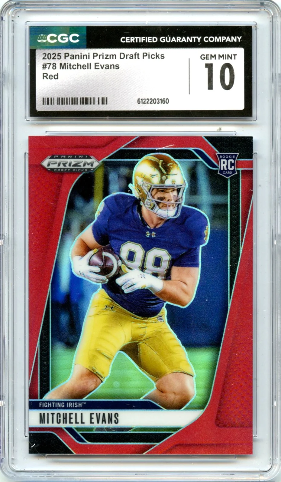 Mitchell Evans RC 2025 Panini Prizm Draft Red Rookie SP 387/399 CGC 10