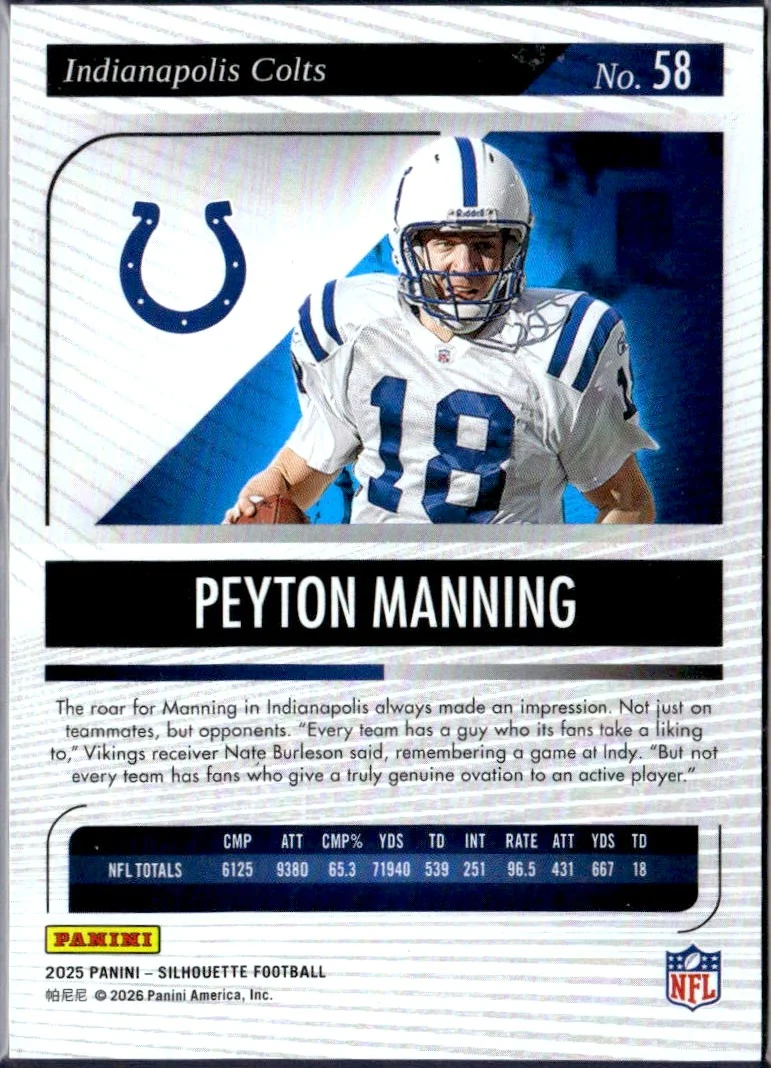 Peyton Manning 2025 Panini Silhouette Platinum SP 2/3 - Image 2