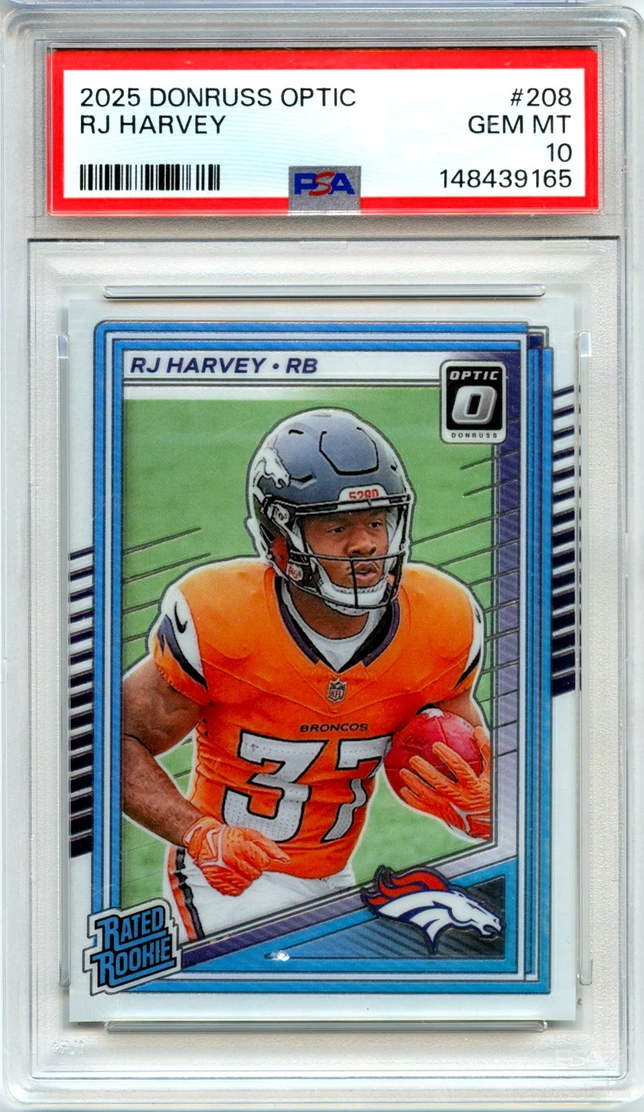 Rj Harvey RC 2025 Donruss Optic Rated Rookie #208 PSA 10