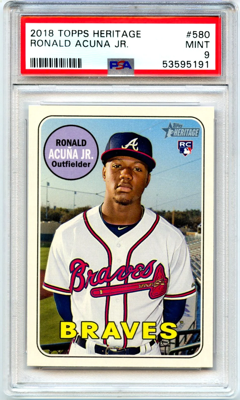 Ronald Acuna Jr RC 2018 Topps Heritage Rookie #580 PSA 9