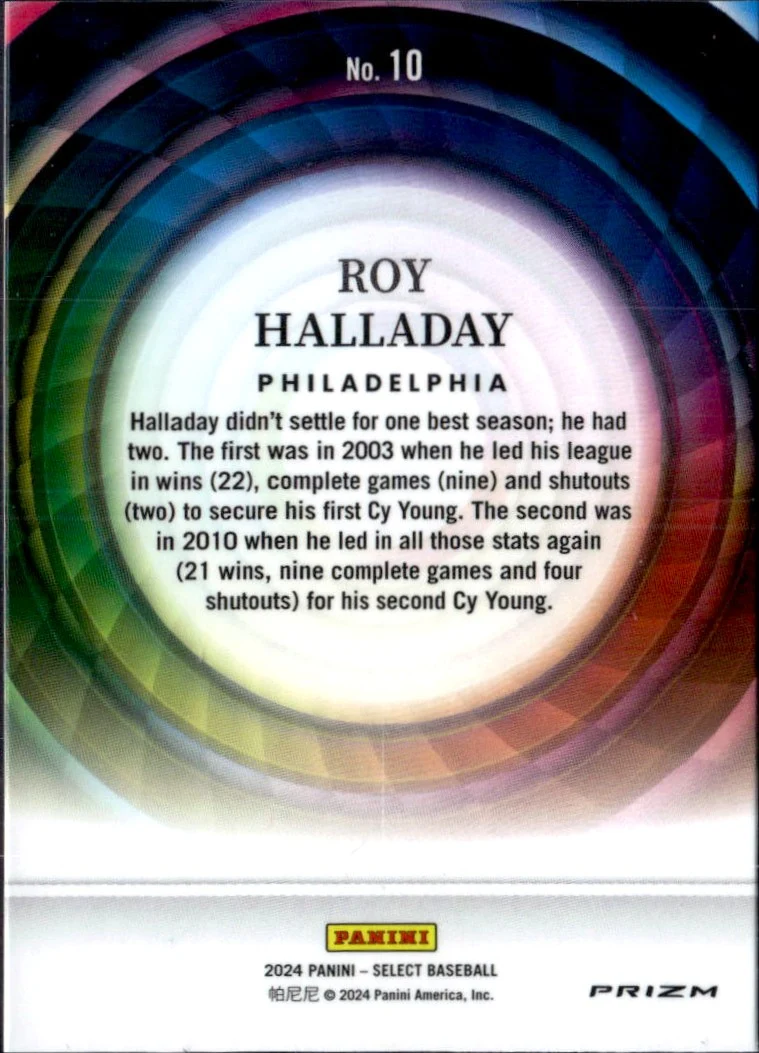 Roy Halladay 2024 Panini Select Color Wheel Case Hit SSP #10 - Image 2