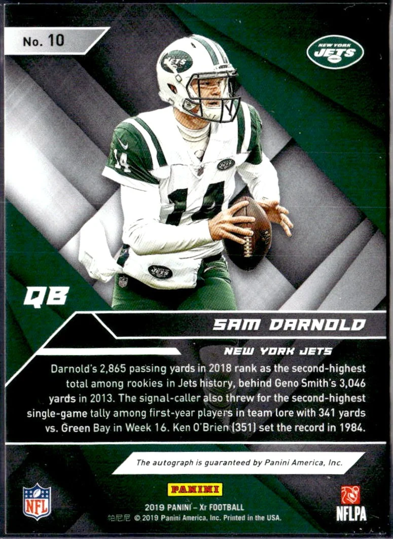 Sam Darnold 2019 Panini XR Gold Auto SP 8/10 - Image 2