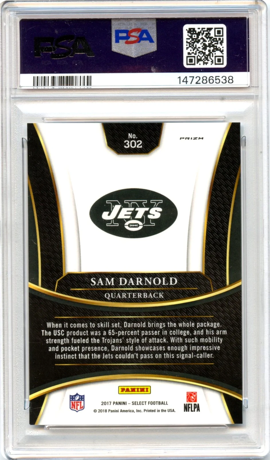 Sam Darnold RC 2017 Panini Select XRC '17 Rookie #302 PSA 9 - Image 2