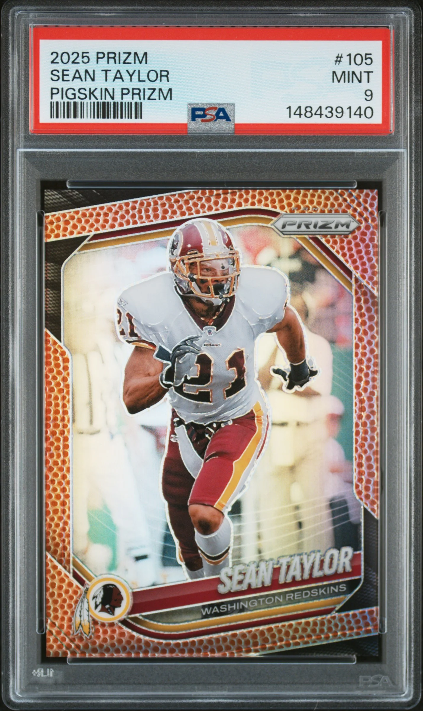 Sean Taylor 2025 Panini Prizm Pigskin SP 103/180 PSA 9