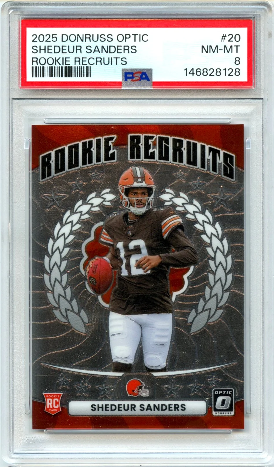 Shedeur Sanders RC 2025 Donruss Optic Rookie Recruits #20 PSA 8