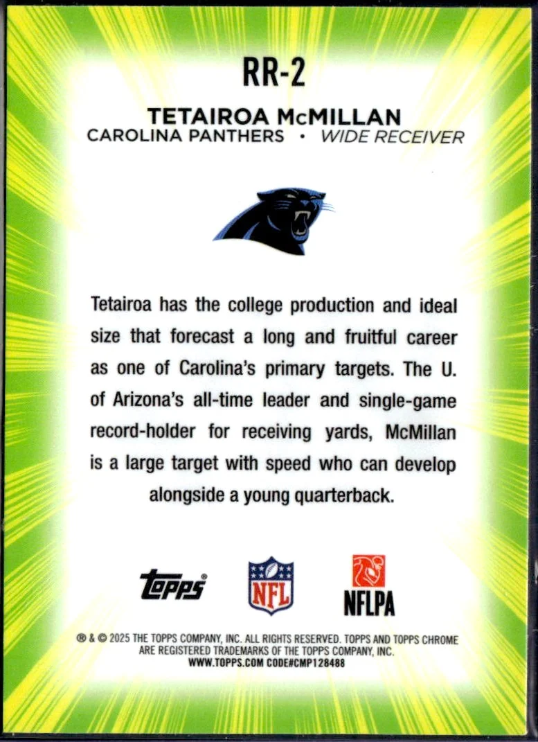 Tetairoa Mcmillan RC 2025 Topps Chrome Radiating Rookie Case Hit SSP - Image 2