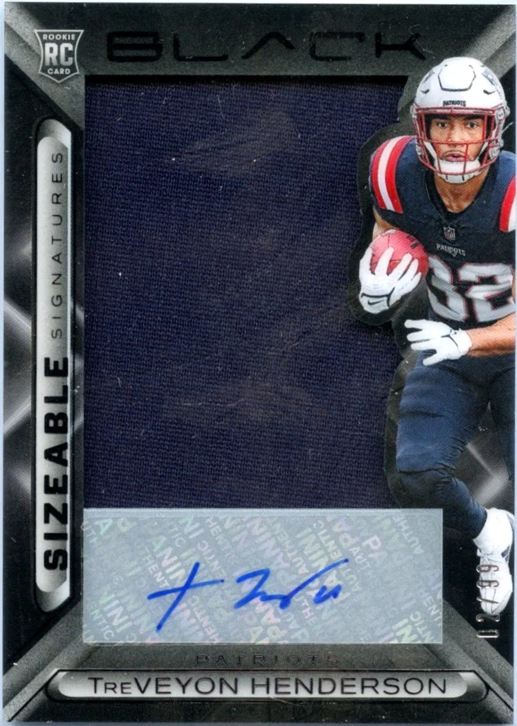 Treveyon Henderson RC 2025 Panini Black Sizeable Rookie Patch Auto SP 2/99