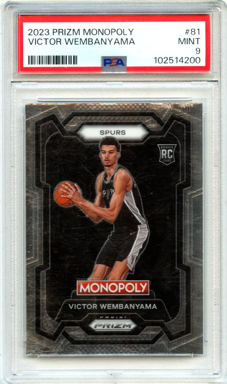 Victor Wembanyama RC 2023-24 Panini Prizm Monopoly Rookie #81 PSA 9