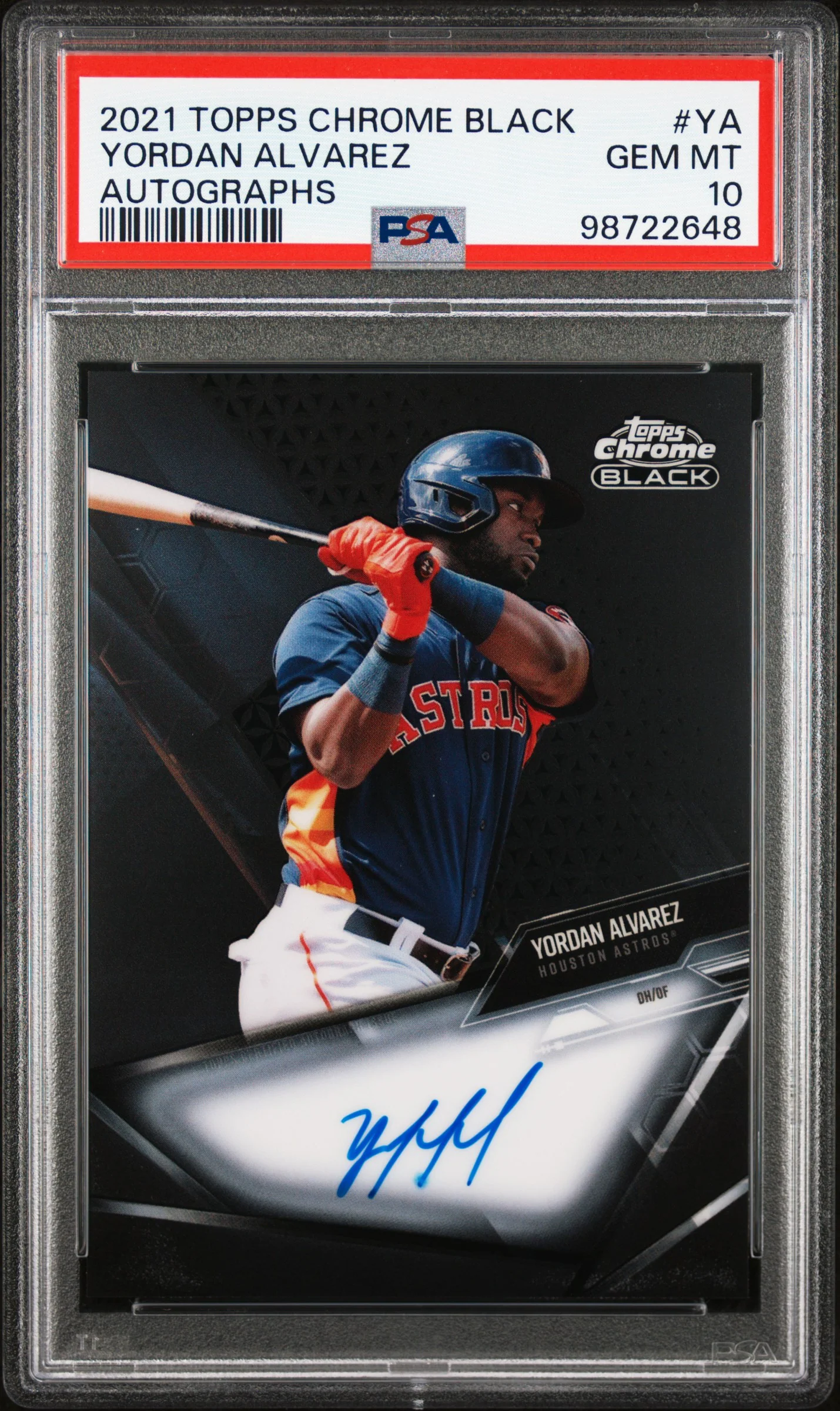 Yordan Alvarez 2021 Topps Chrome Black Auto PSA 10